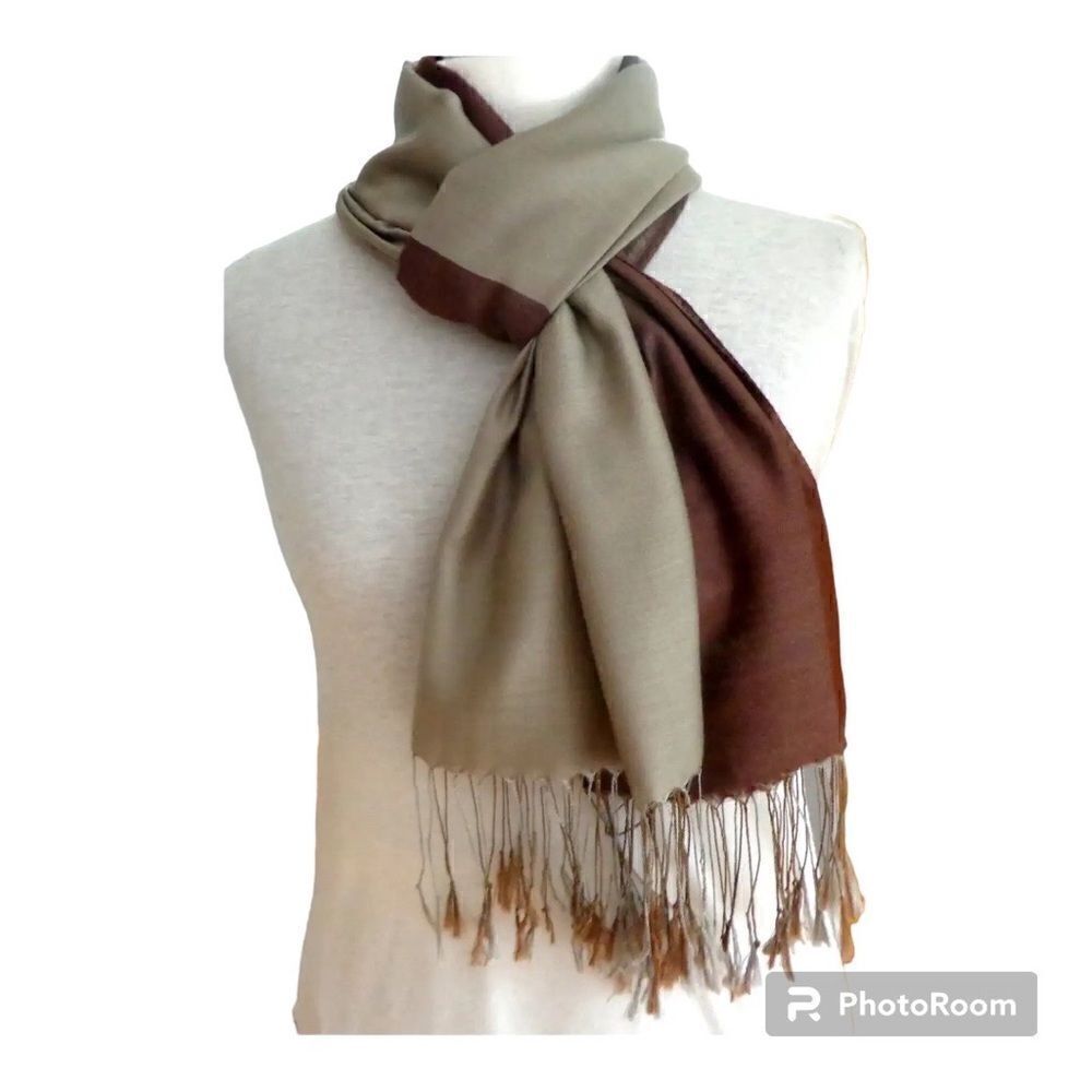 Books and Bygones 100% Silk. Made in Florence, Italy. Large Scarf / Shawl. Brown